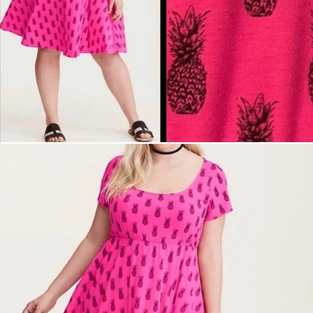 Torrid Vibrant Pink Pineapple Dress